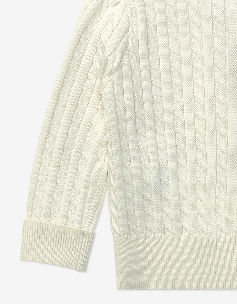 Ralph Lauren Baby Girls Mini Cable Knit Cardigan in Ivory