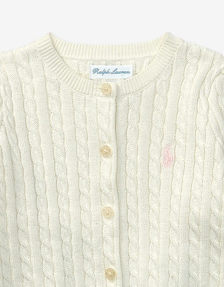 Ralph Lauren Baby Girls Mini Cable Knit Cardigan in Ivory
