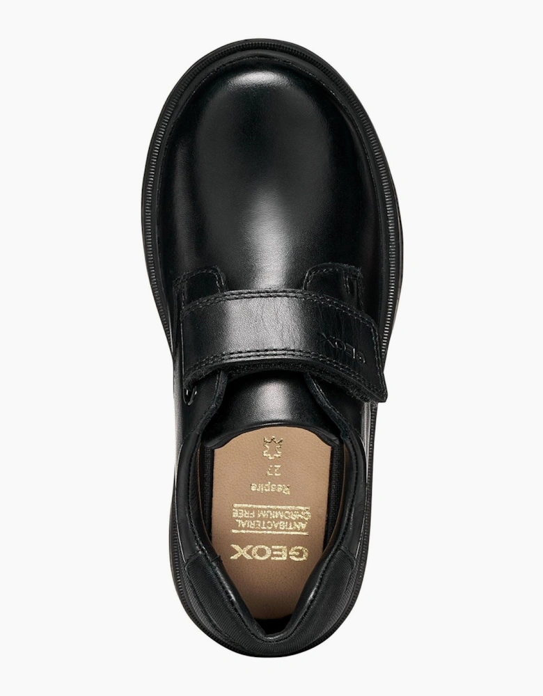 Geox J Riddock Leather Youth Black Shoes