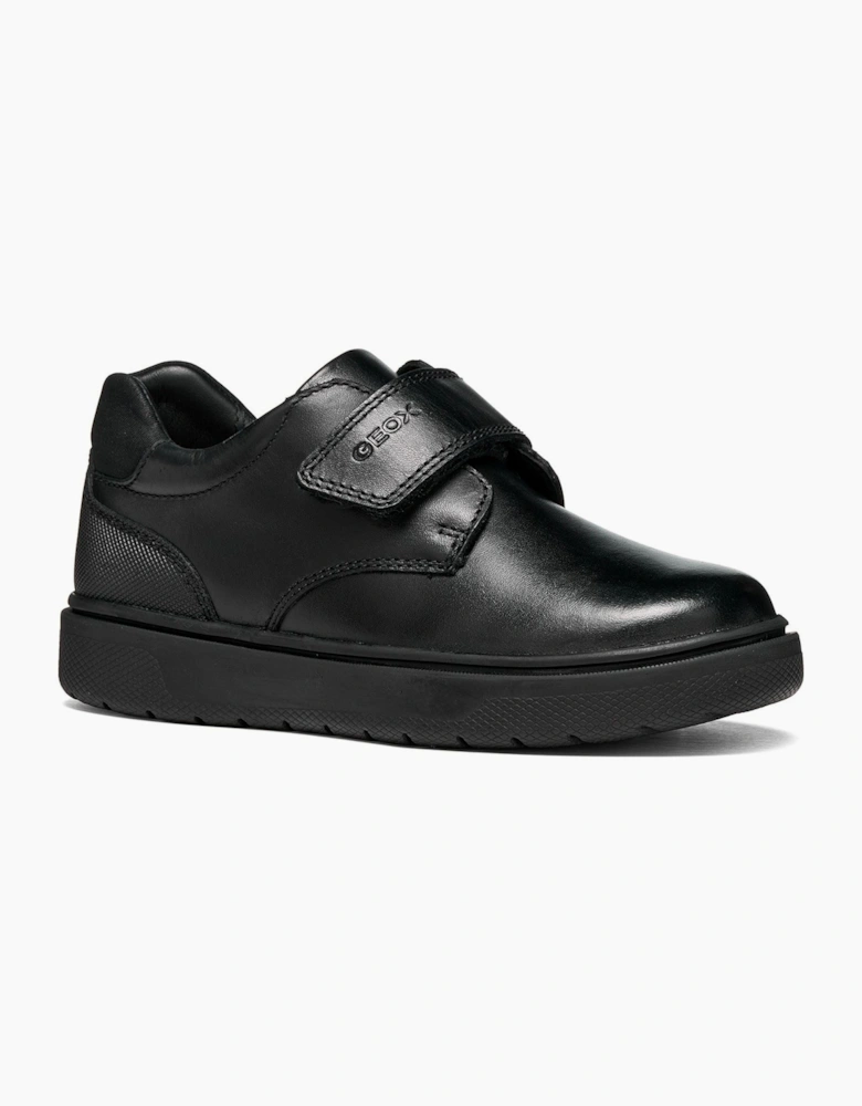 Geox J Riddock Leather Youth Black Shoes