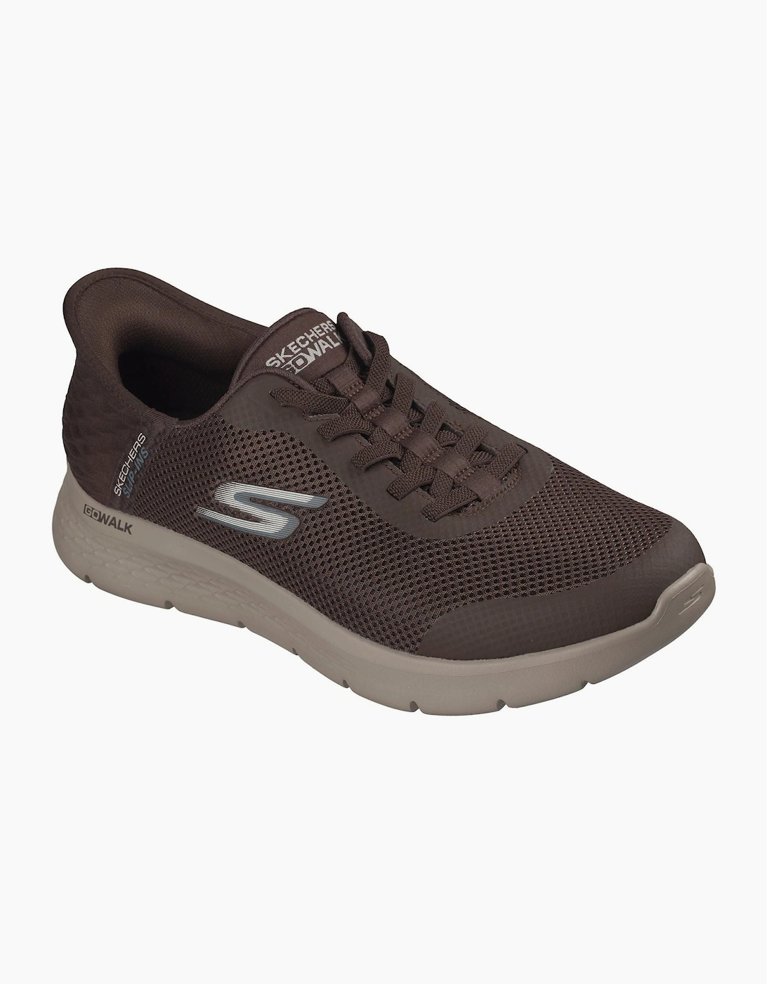 Skechers GO WALK Flex Hands Up Textile Men's Brown Trainers