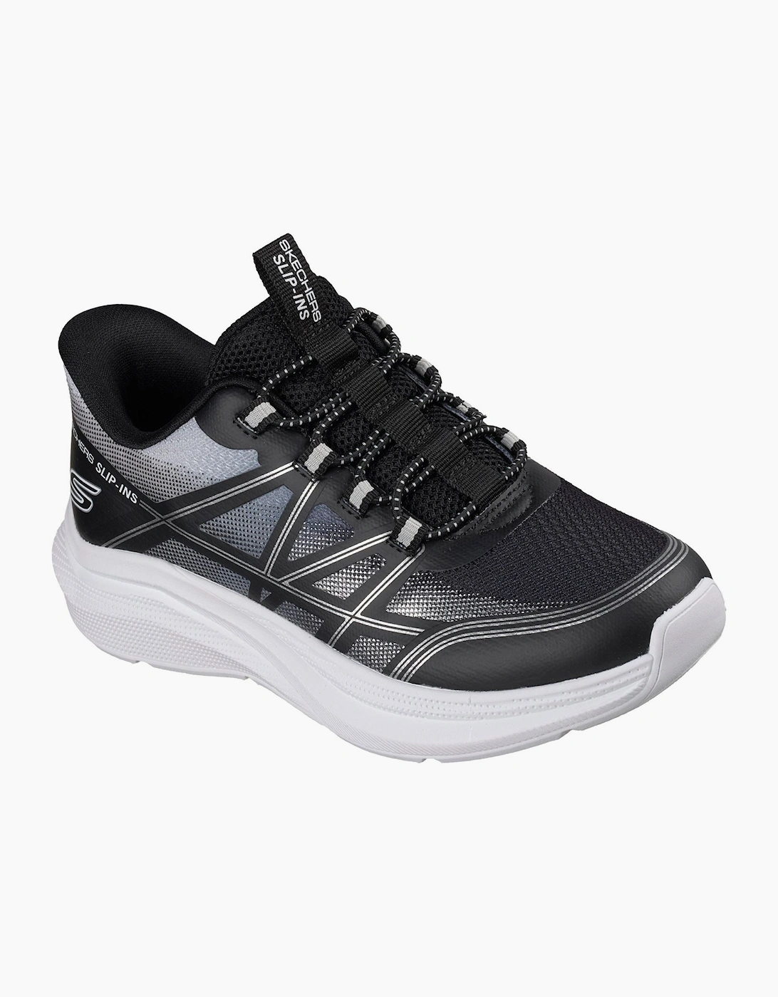Skechers Boy's Skechers Microspec Velocity Grid-Shift Black/Silver & White Trainers