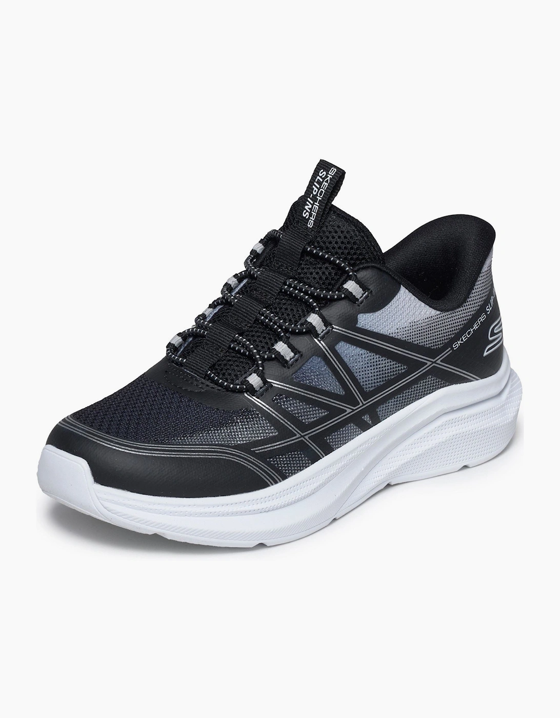 Skechers Microspec Velocity Grid-Shift Black/Silver & White Trainers