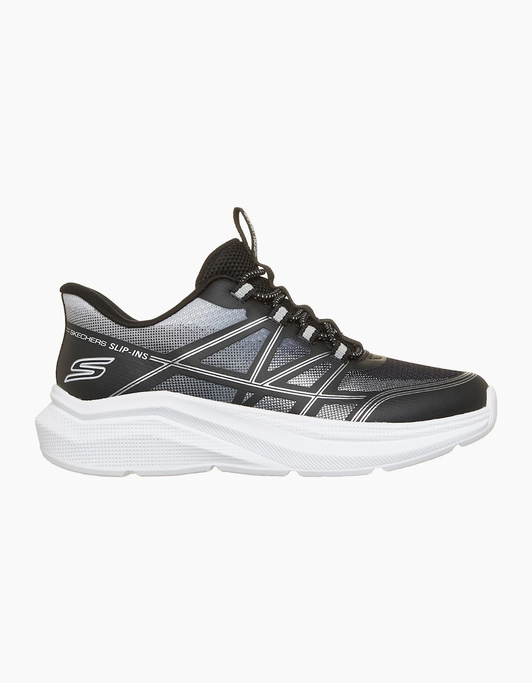 Skechers Microspec Velocity Grid-Shift Black/Silver & White Trainers