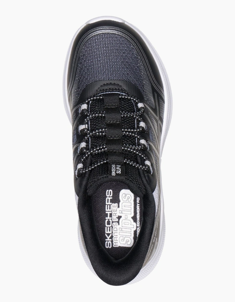 Skechers Microspec Velocity Grid-Shift Black/Silver & White Trainers