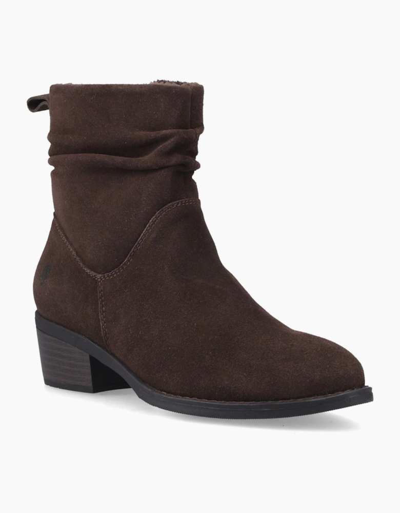 Hush Puppies Iris Suede Women's Chocolate Heeled Ankle Boots