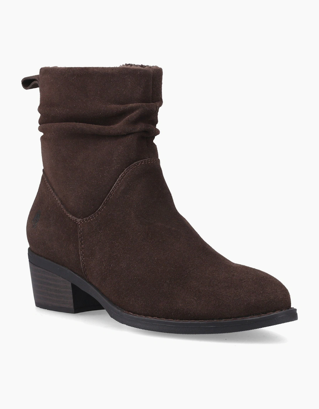 Hush Puppies Iris Suede Women's Chocolate Heeled Ankle Boots