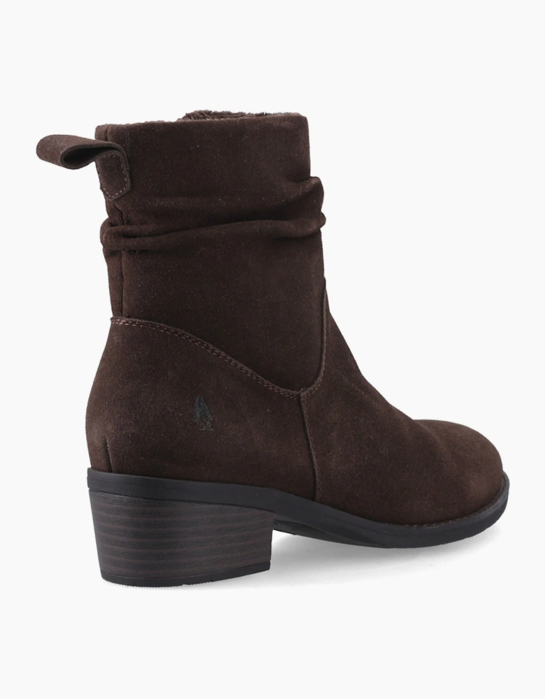 Hush Puppies Iris Suede Women's Chocolate Heeled Ankle Boots