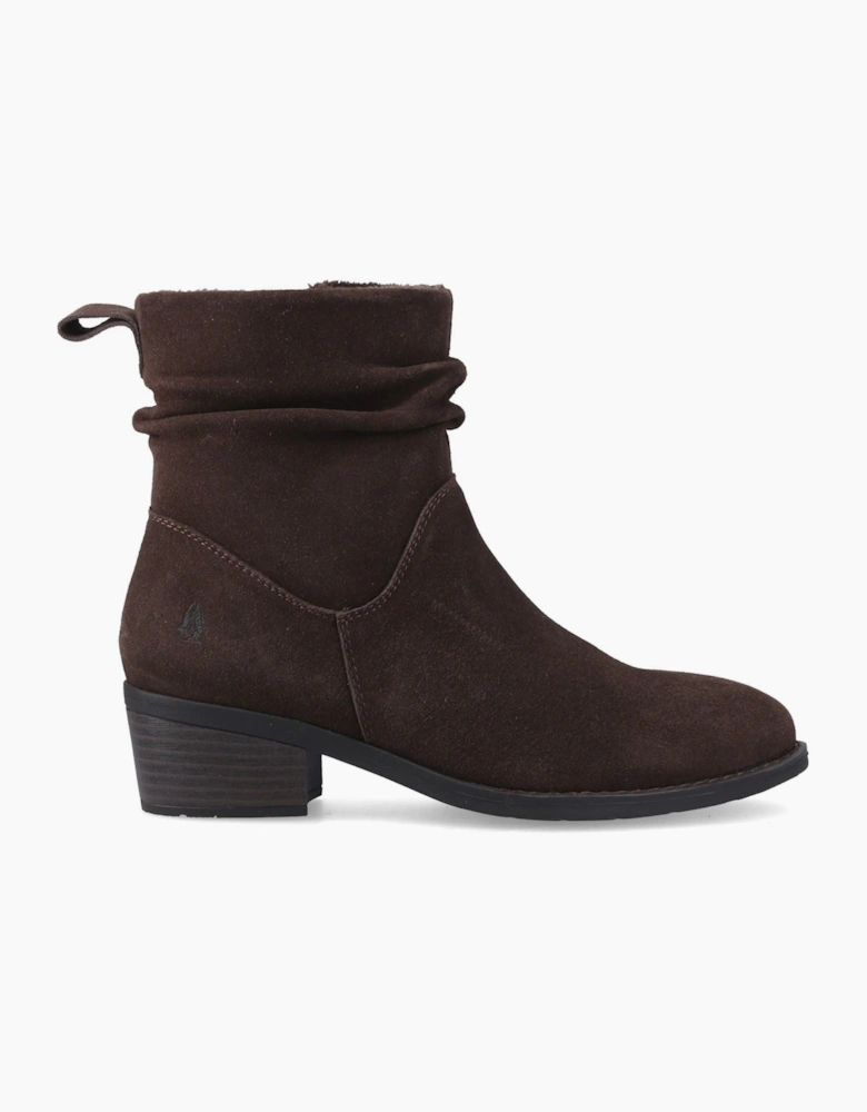 Hush Puppies Iris Suede Women's Chocolate Heeled Ankle Boots