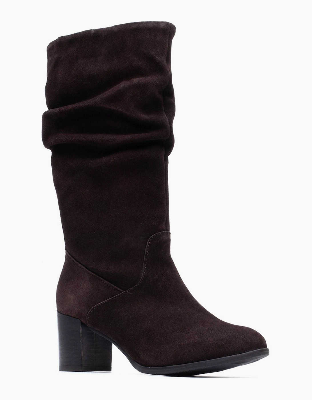Hush Puppies Cosima Suede Women's Chocolate Heeled Knee High Boots