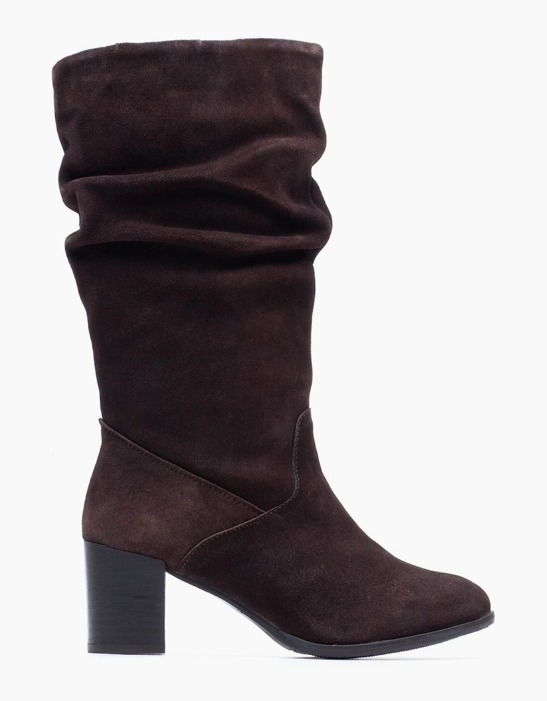 Hush Puppies Cosima Suede Women's Chocolate Heeled Knee High Boots