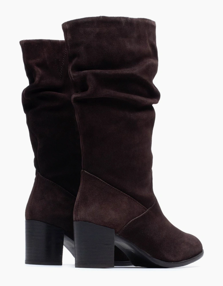 Hush Puppies Cosima Suede Women's Chocolate Heeled Knee High Boots