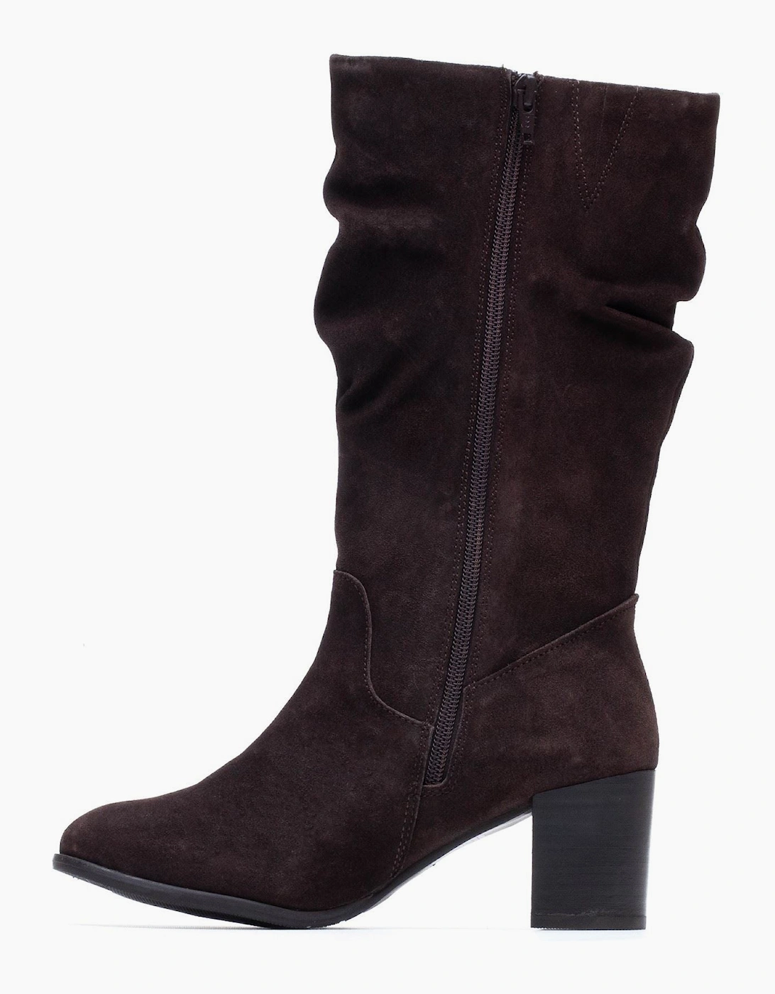 Hush Puppies Cosima Suede Women's Chocolate Heeled Knee High Boots