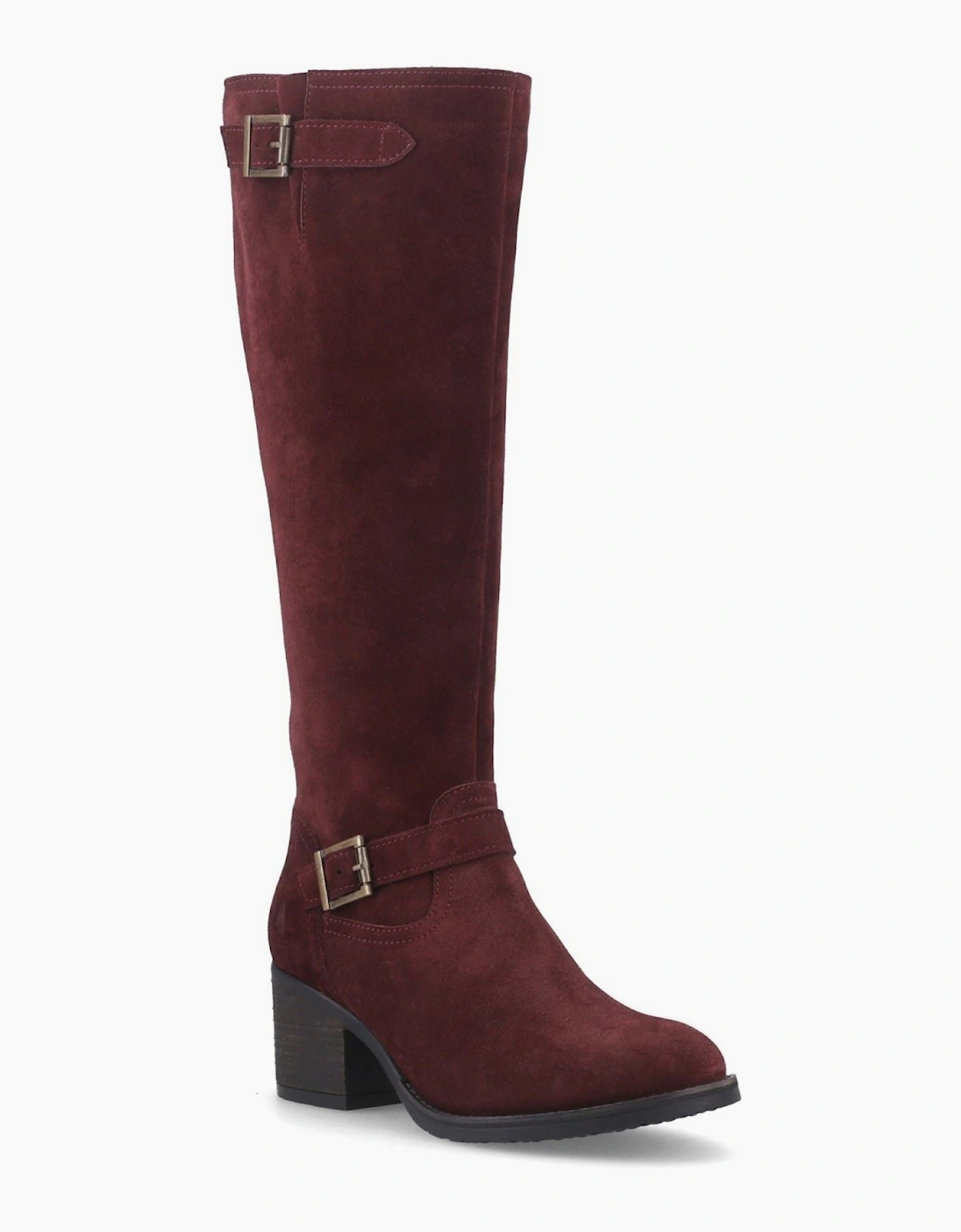 Hush Puppies Heidi Leather Women's Bordeaux Heeled Knee High Boots