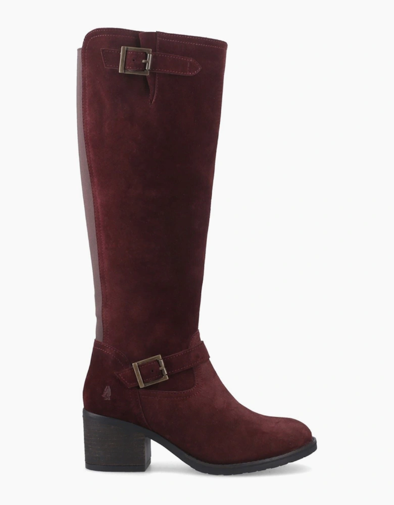 Hush Puppies Heidi Leather Women's Bordeaux Heeled Knee High Boots