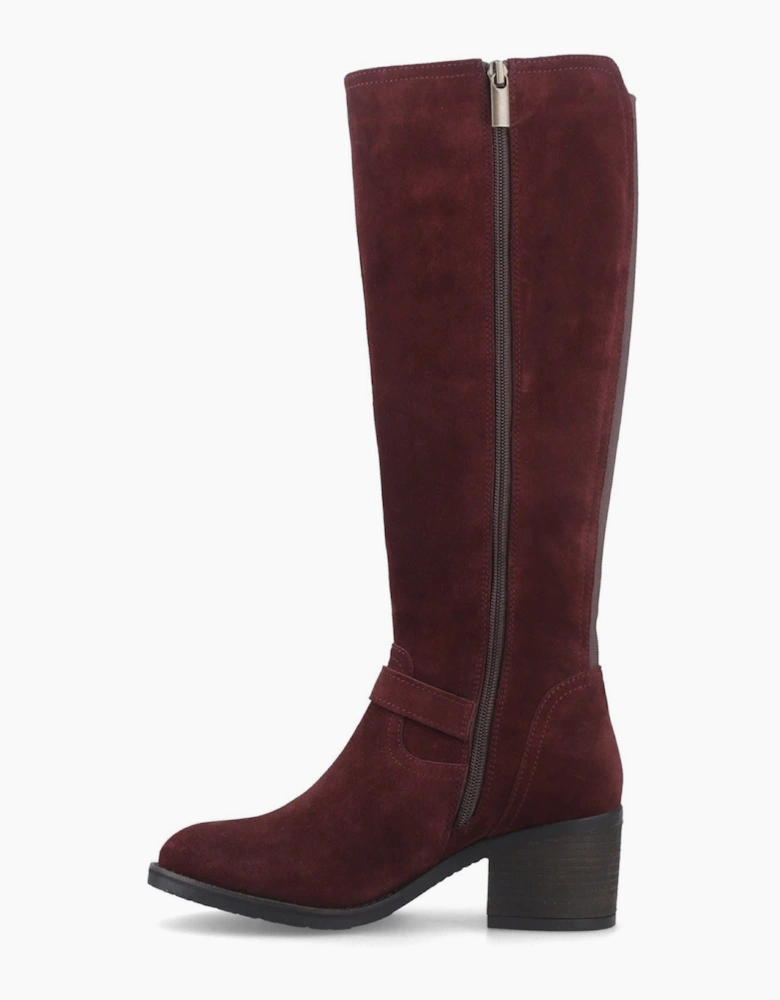 Hush Puppies Heidi Leather Women's Bordeaux Heeled Knee High Boots