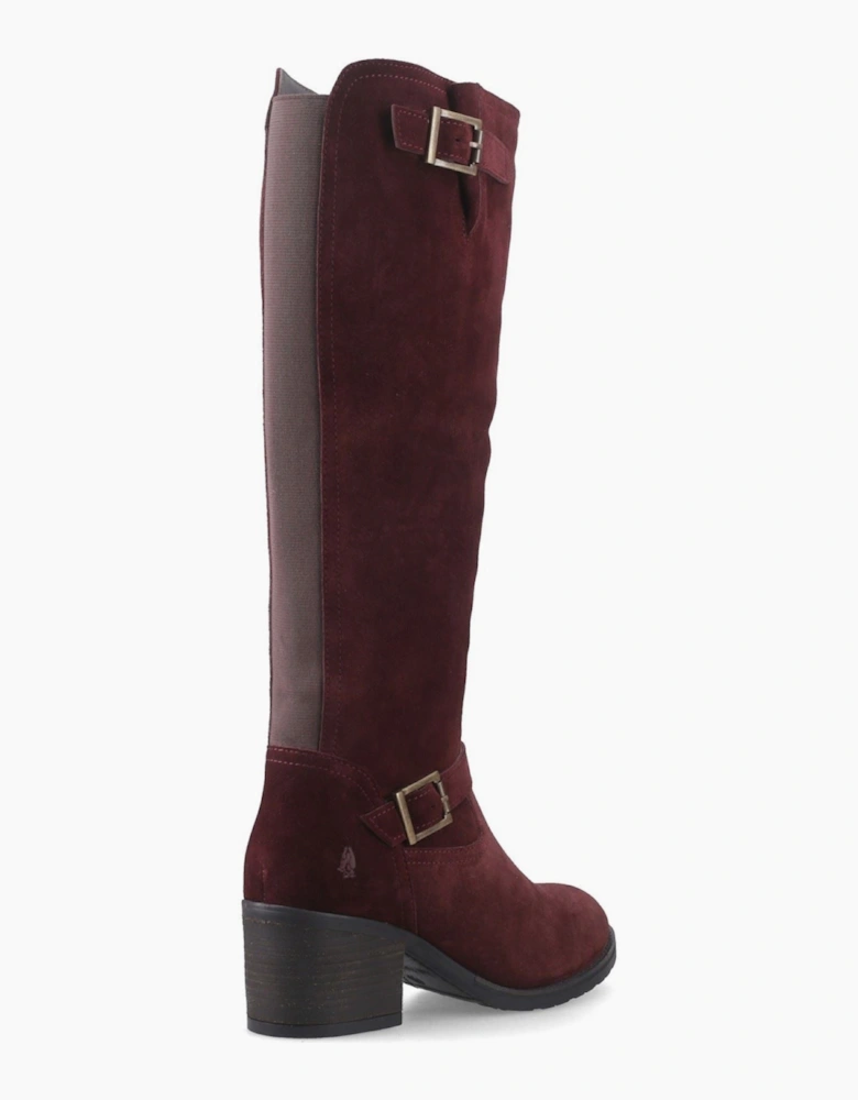Hush Puppies Heidi Leather Women's Bordeaux Heeled Knee High Boots
