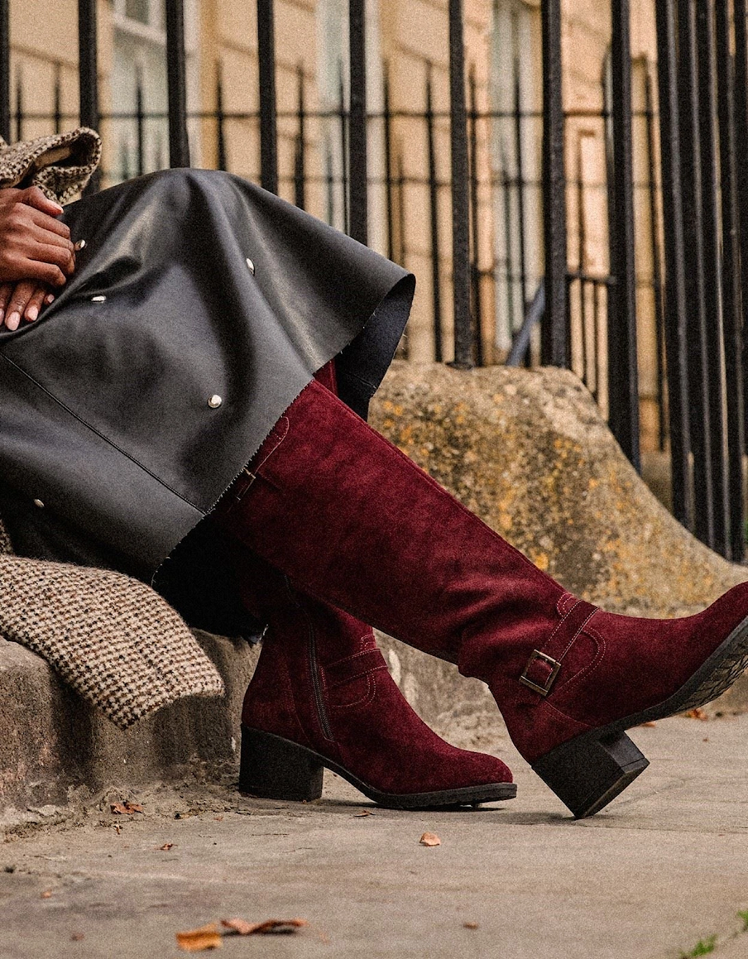 Hush Puppies Heidi Leather Women's Bordeaux Heeled Knee High Boots