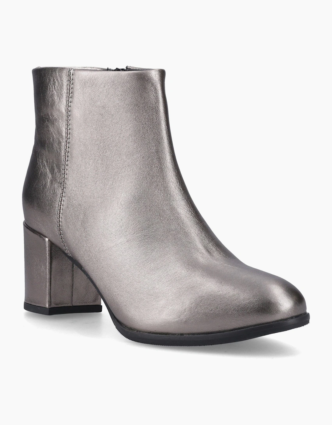 Hush Puppies Women's Hush Puppies Claridy Leather Women's Pewter Heeled Ankle Boots - Silver