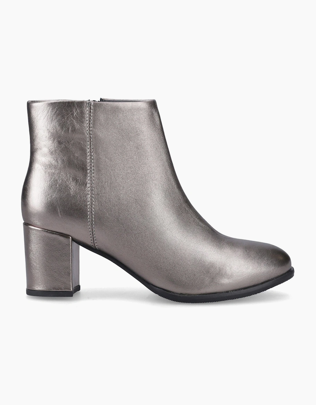 Hush Puppies Claridy Leather Women's Pewter Heeled Ankle Boots