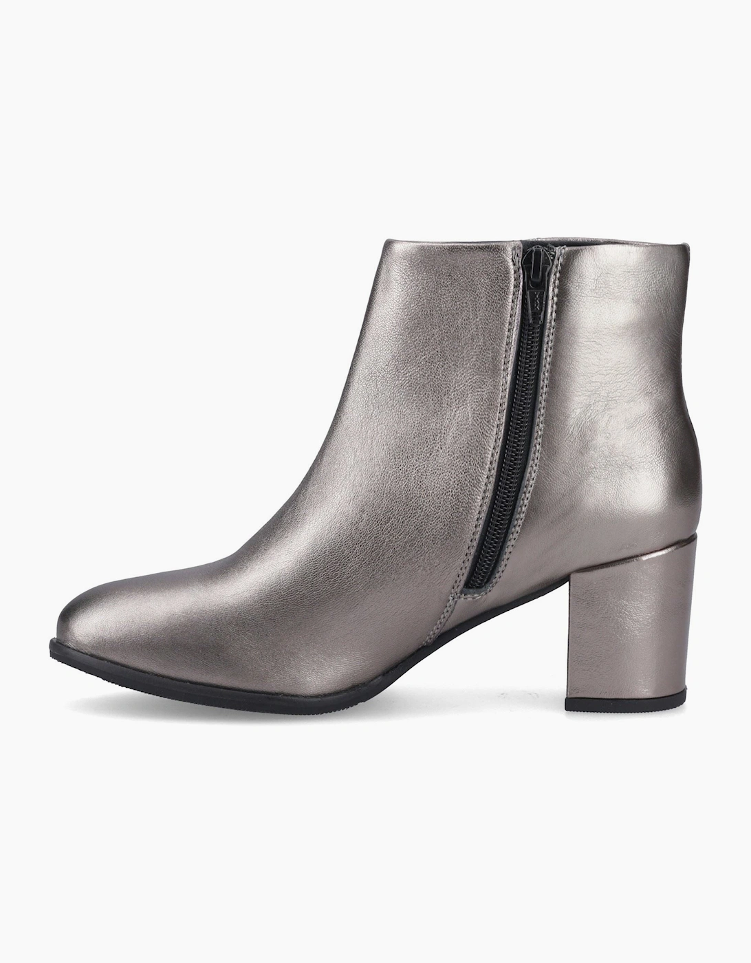 Hush Puppies Claridy Leather Women's Pewter Heeled Ankle Boots