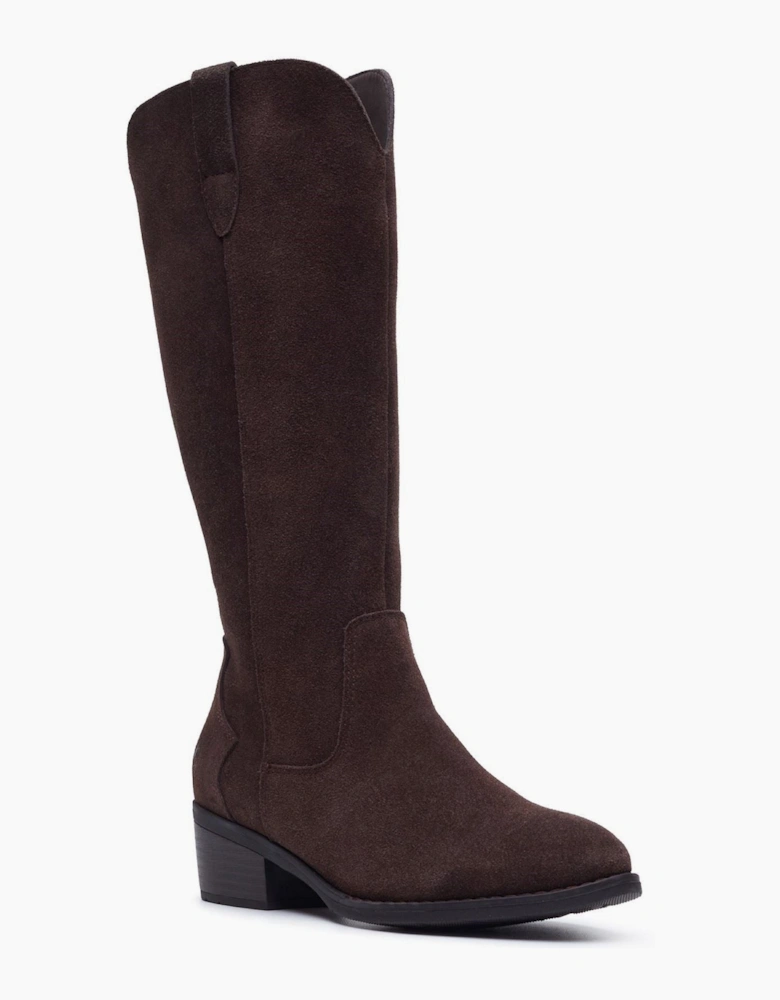 Hush Puppies Isabella Long Suede Women's Chocolate Winter Knee High Boots