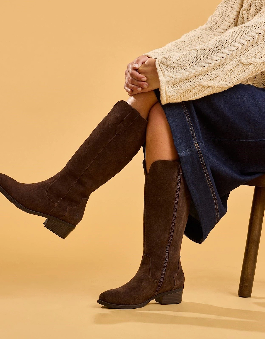 Hush Puppies Isabella Long Suede Women's Chocolate Winter Knee High Boots