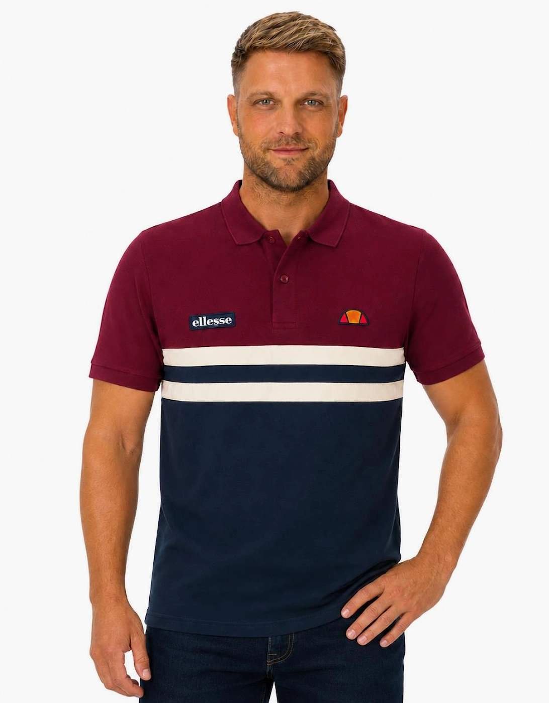 Ellesse Muccia Polo Shirt Burgundy/Navy