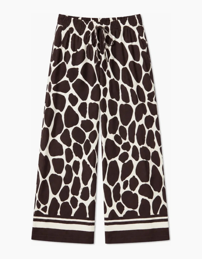 Brown Animal Print Wide Leg Trousers