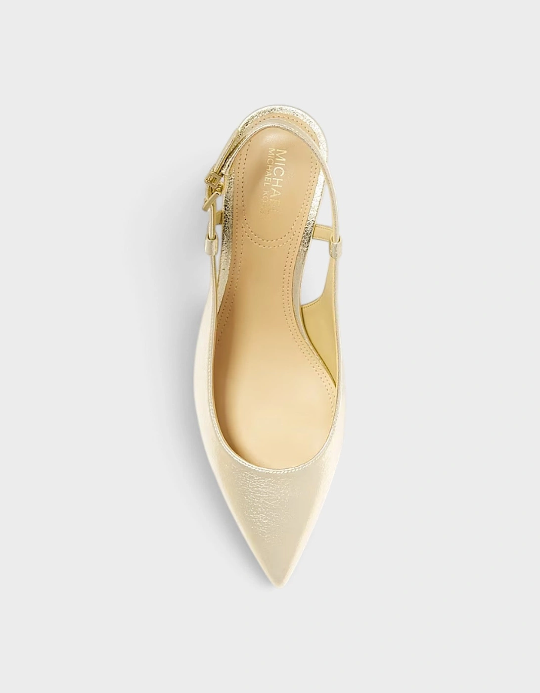Doreen Flex Metallic Kitten Pump Pale Gold