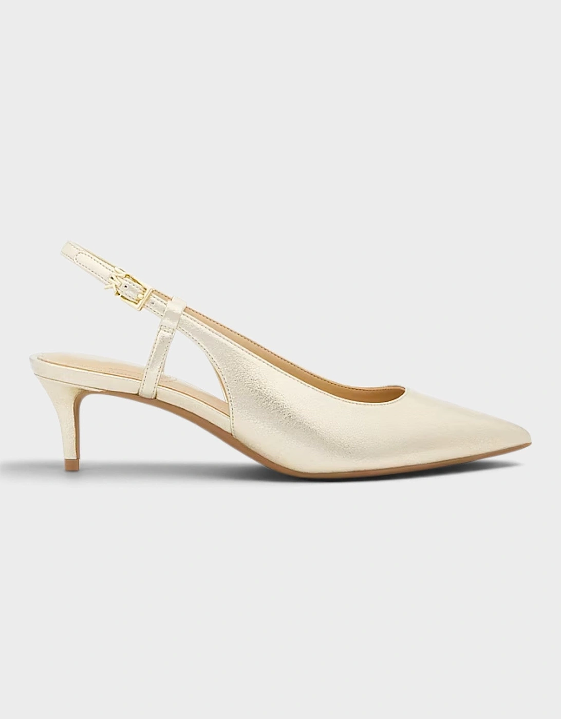 Doreen Flex Metallic Kitten Pump Pale Gold