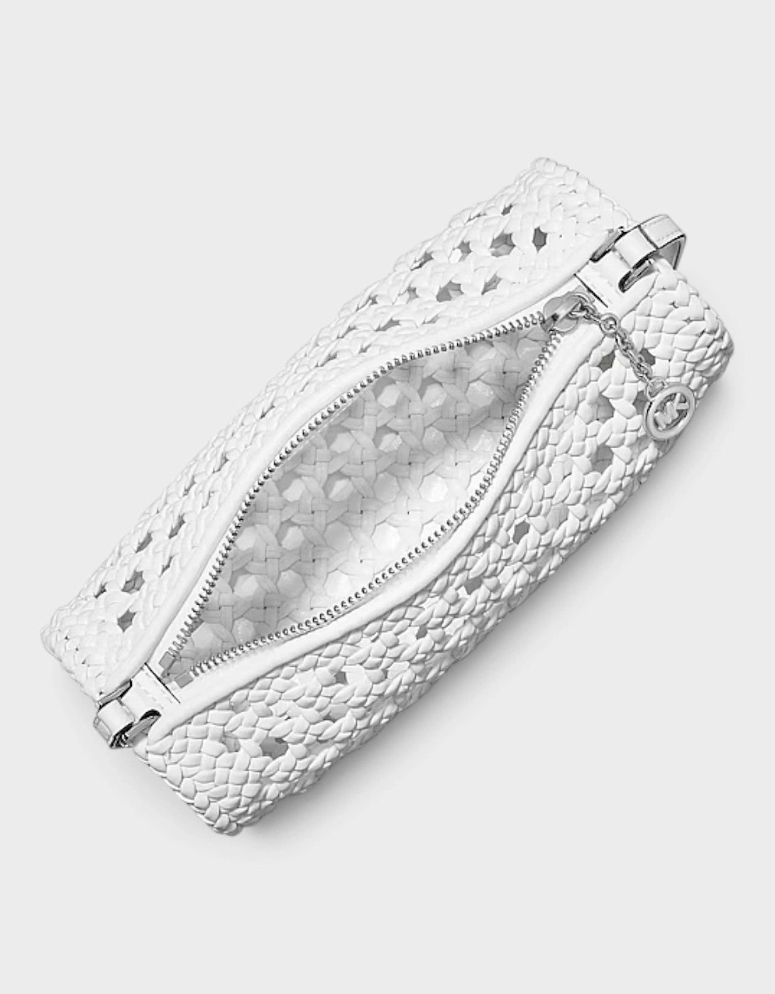 Izzy Small Crocheted Barrel Pochette Optic White