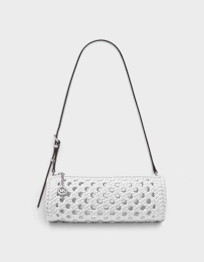 Izzy Small Crocheted Barrel Pochette Optic White
