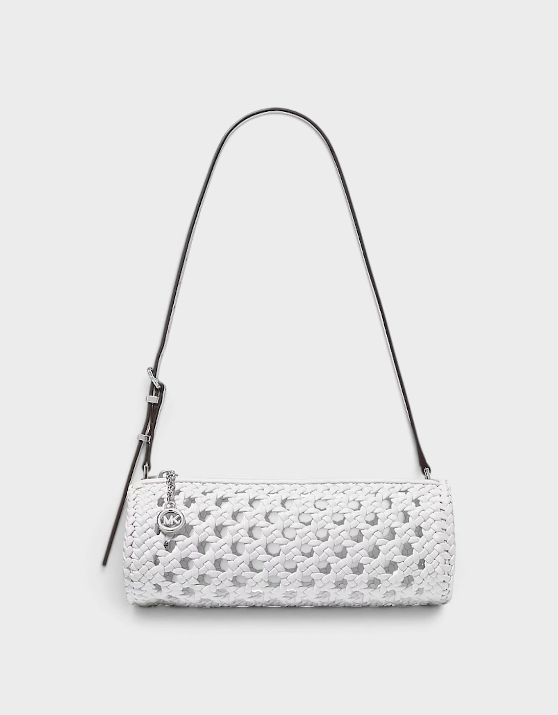 Izzy Small Crocheted Barrel Pochette Optic White