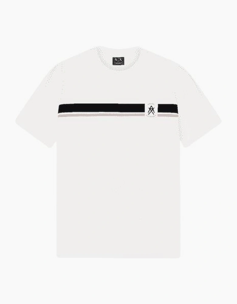 Slim Fit Stripe Logo White T-Shirt