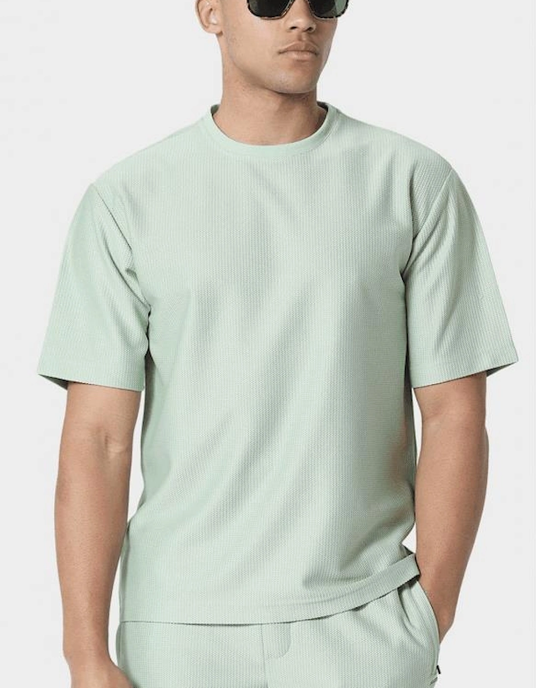 Aspwell Welland Waffle Textured Pastel Green Shorts Set