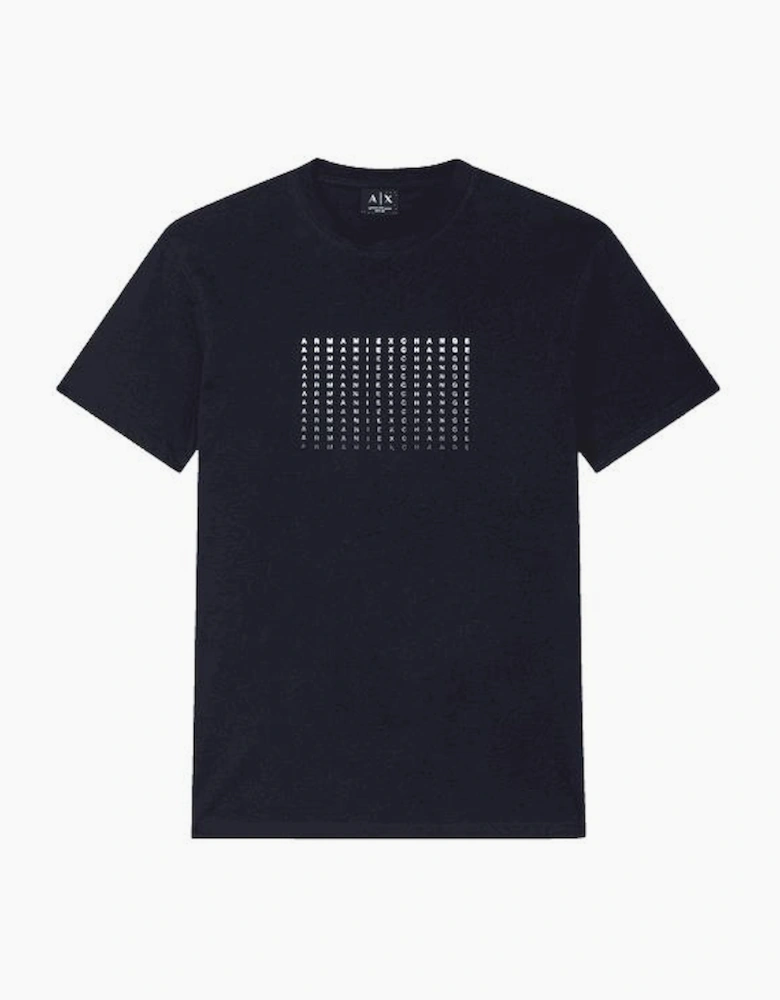 Slim Fit Repeat Logo Navy T-Shirt