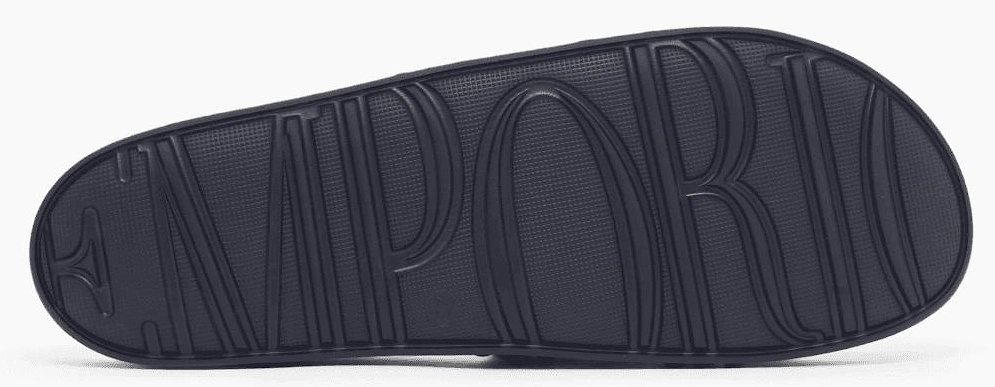 Tape Logo Navy Rubber Sliders