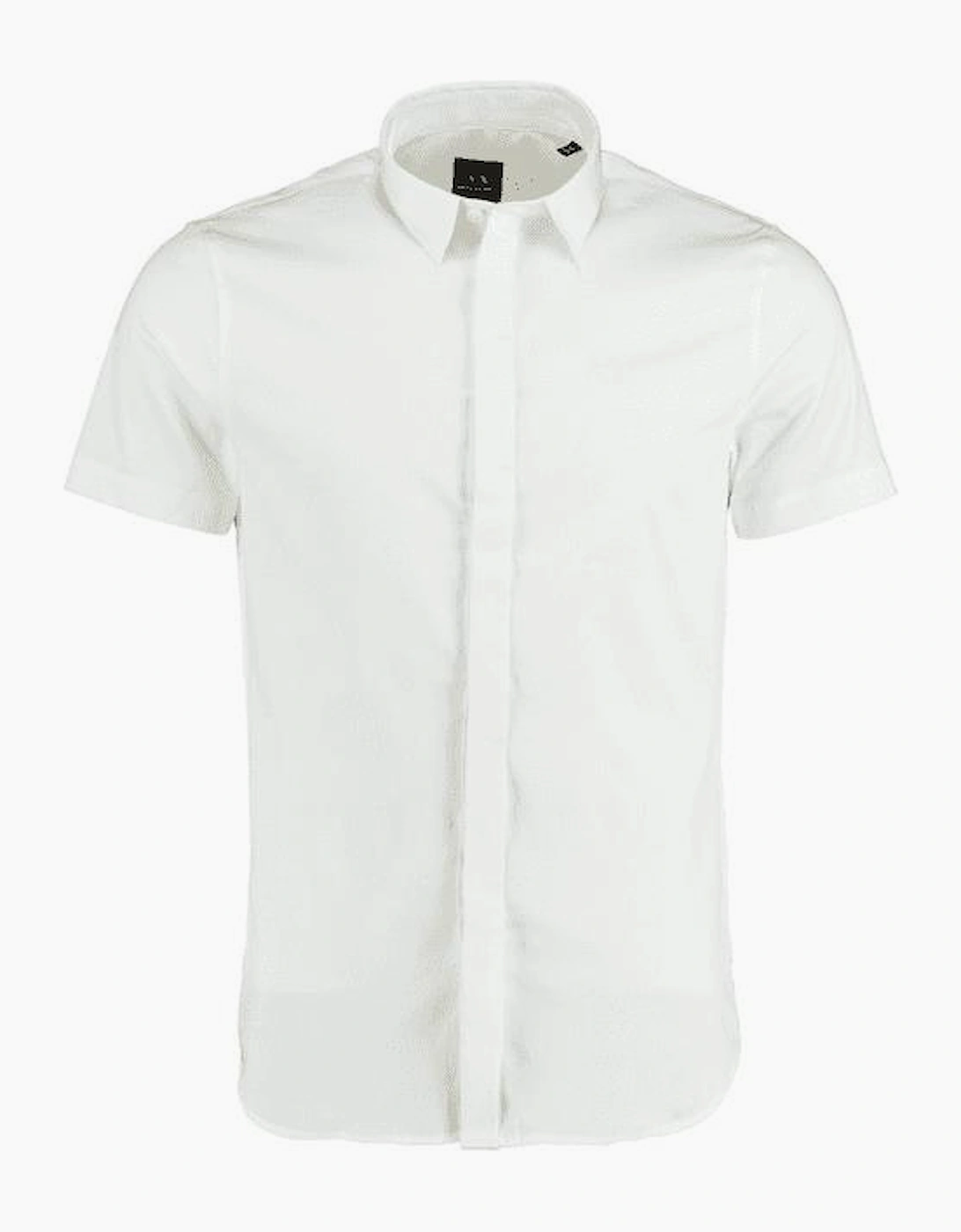 Woven White Button Up Short Sleeve Shirt