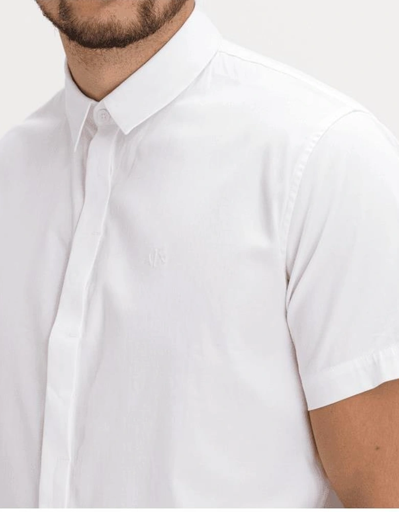 Woven White Button Up Short Sleeve Shirt