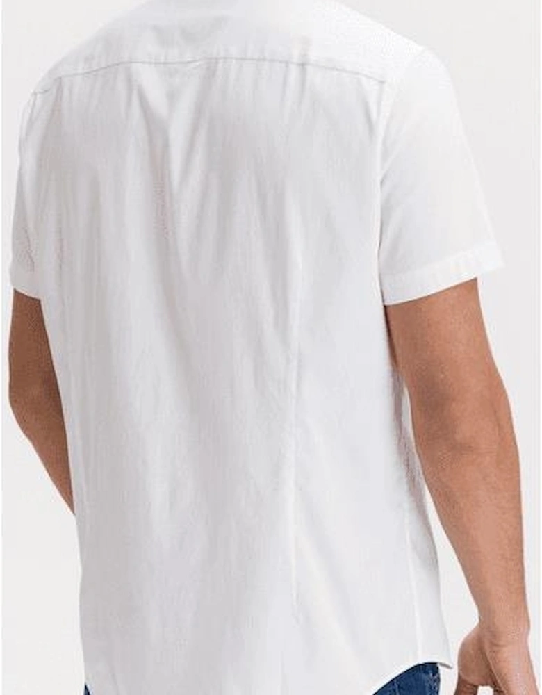 Woven White Button Up Short Sleeve Shirt