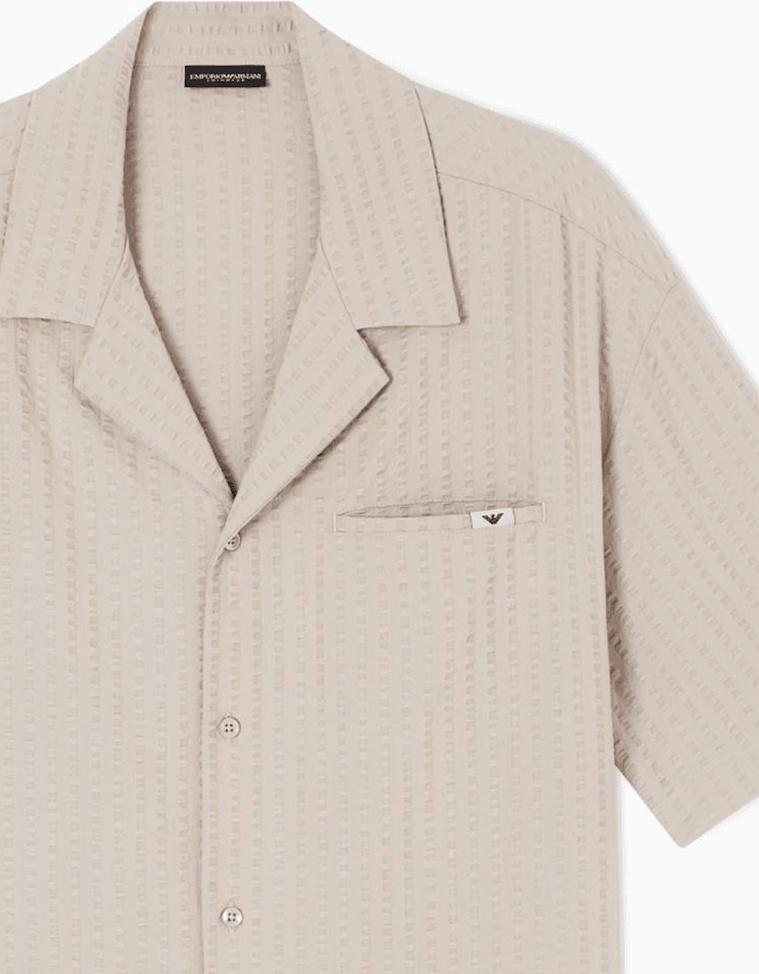 Seersucker Textured Beige Shirt Set