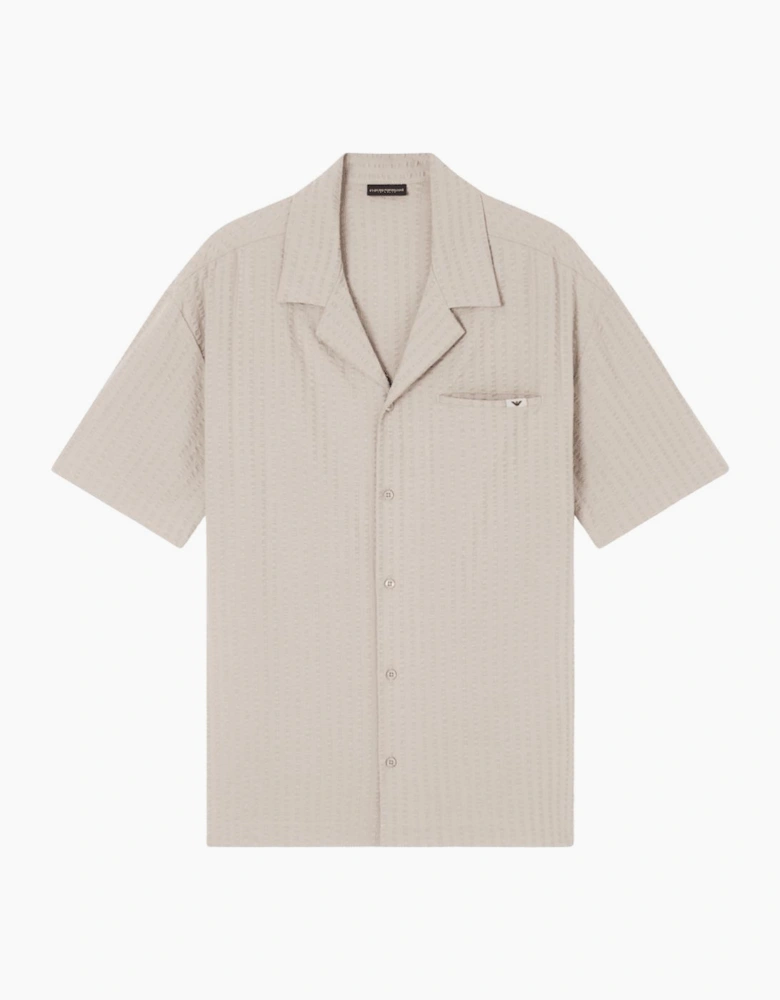 Seersucker Textured Beige Shirt Set