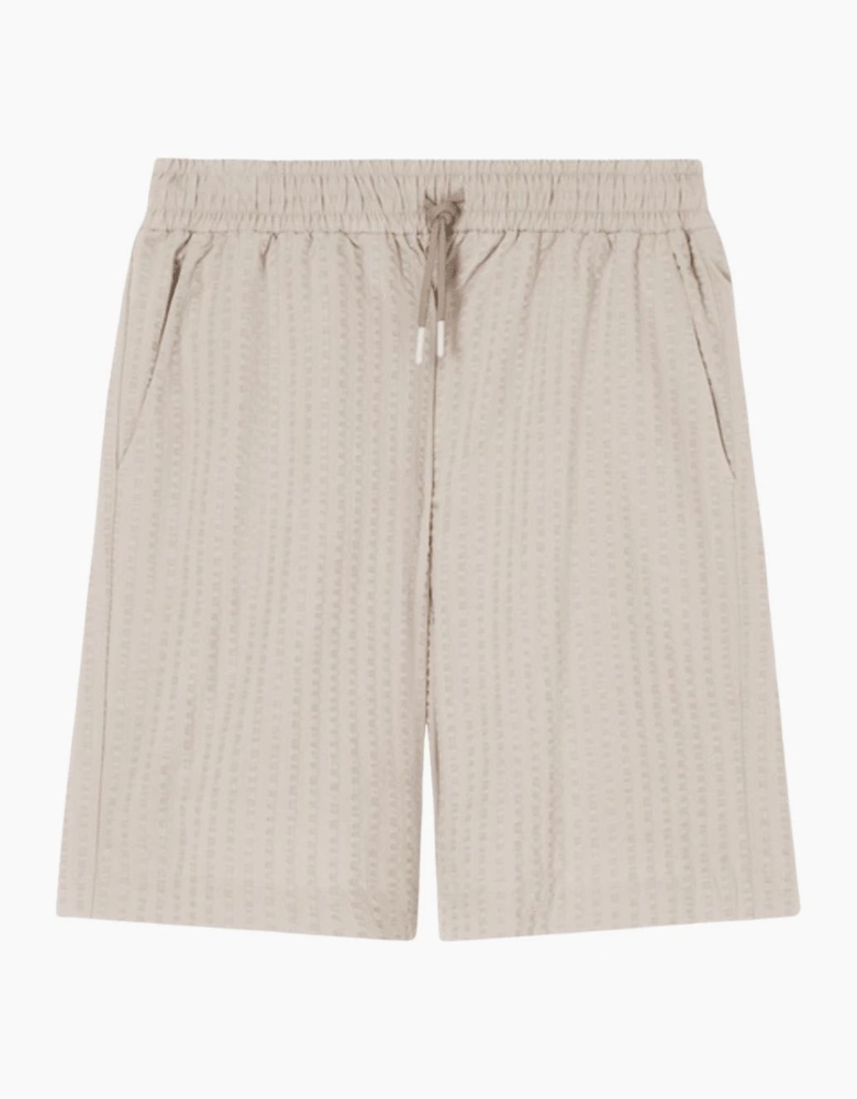 Seersucker Textured Beige Shirt Set