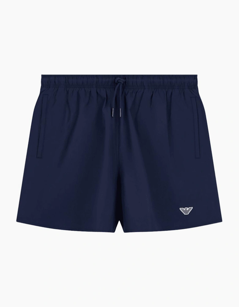 Nylon Embroidered Logo Navy Swim Shorts
