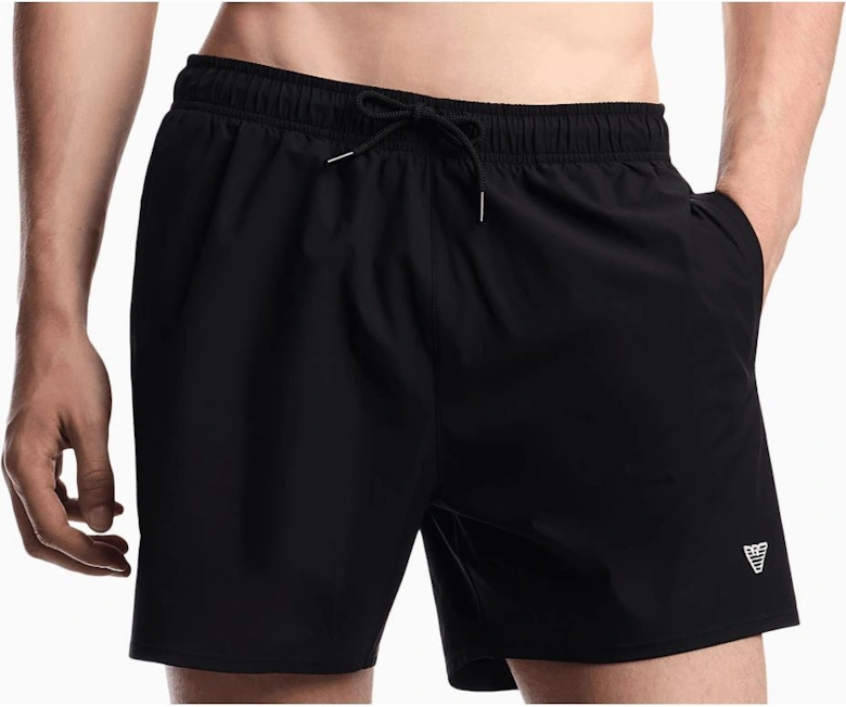 Nylon Embroidered Logo Navy Swim Shorts