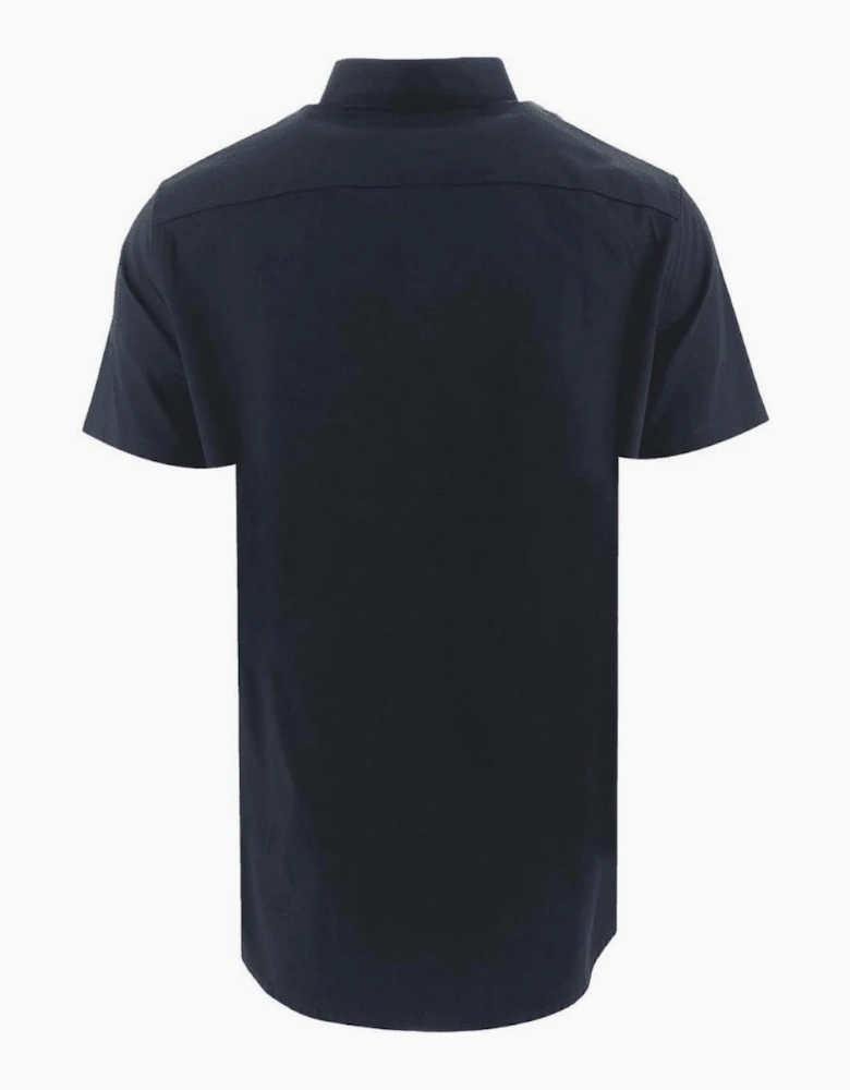 Woven Navy Button Up Short Sleeve Shirt