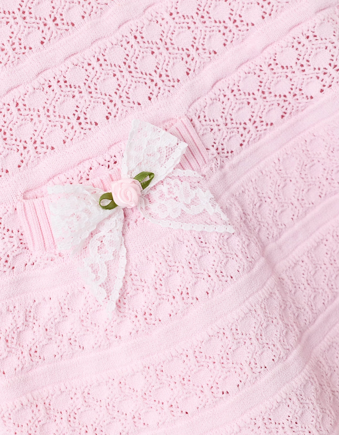 Self Portrait Girls Lace Bow Knit Dress in Pink