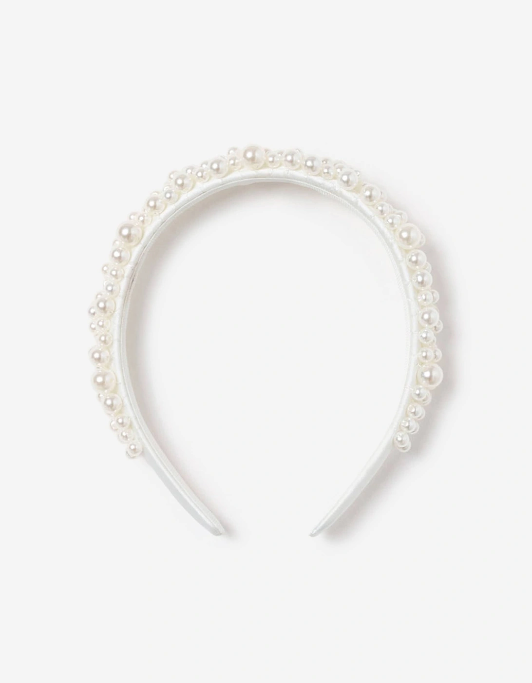 Self Portrait Girls Satin Pearl Embellished Headband in White