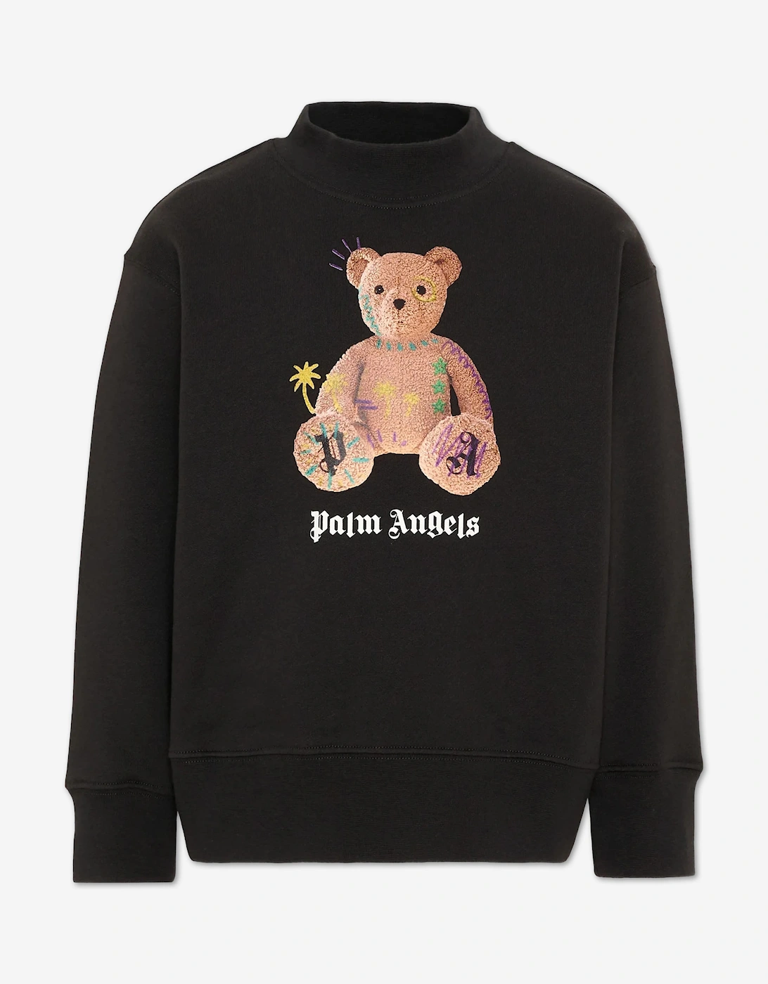 Palm Angels Girl's Palm Angels Kids Teddy with Signs Sweatshirt in Black